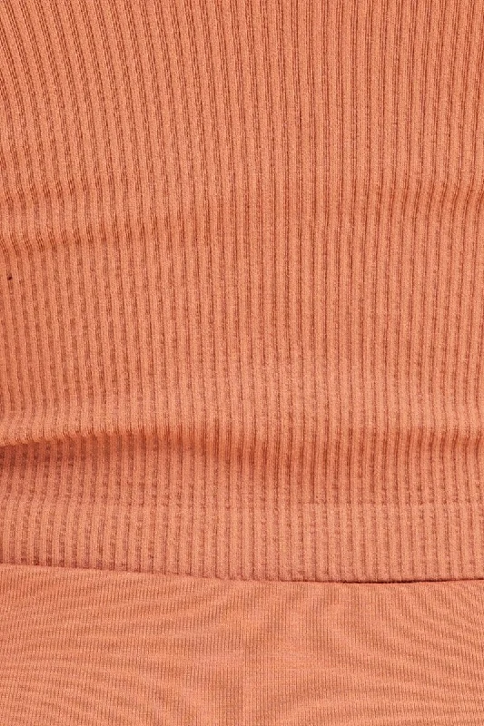 Orange Seamless Singlet Top Scoop Neck Rib Crop