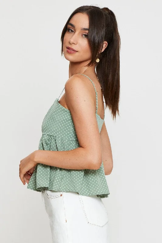 Polka Dot Cami Top Peplum