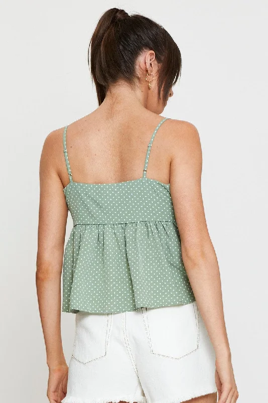 Polka Dot Cami Top Peplum