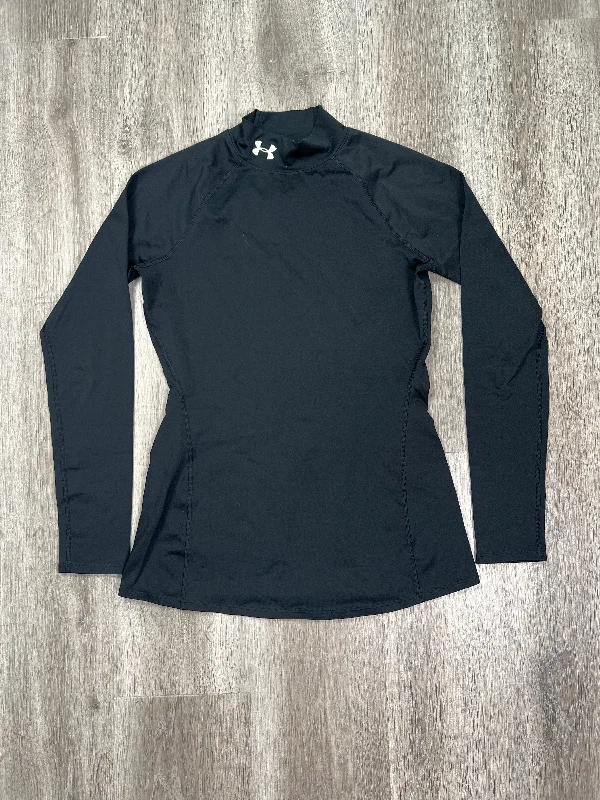 Black Athletic Top Long Sleeve Collar Under Armour, Size M