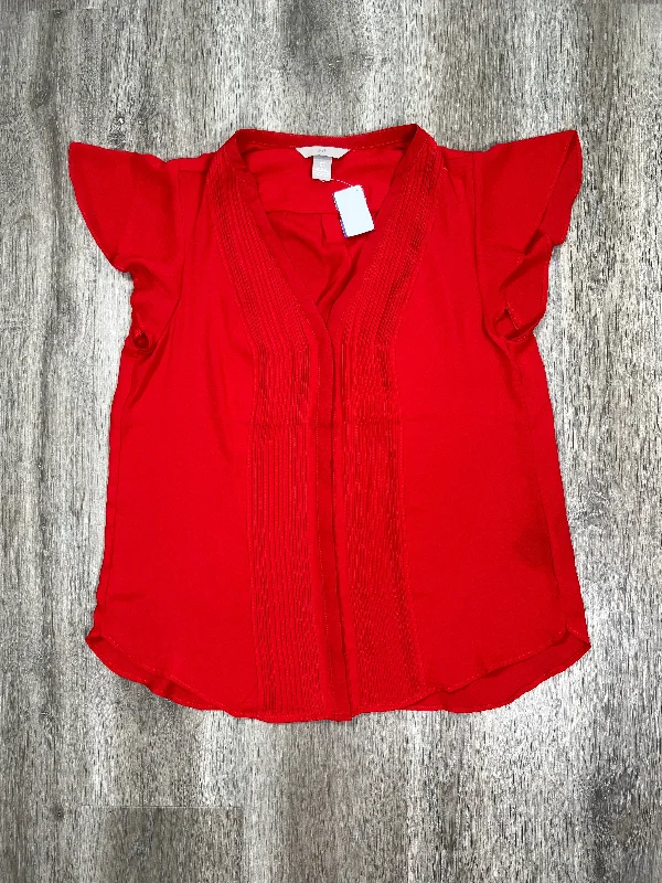 Red Blouse Short Sleeve H&m, Size M