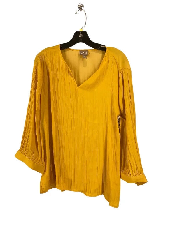 Yellow Blouse 3/4 Sleeve Chicos, Size 3