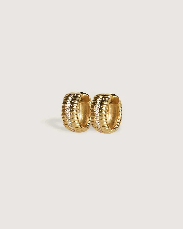 Solis Ribbed Pavé Diamond Earrings